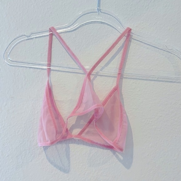 Laina Rauma SET PG13 Fine mesh bra bralette thong set Small black pink - Picture 14 of 16